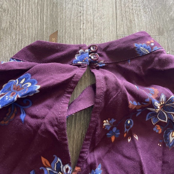 Stetson Womens Purple Floral Long Sleeve Blouse Top Keyhole - Picture 8 of 8